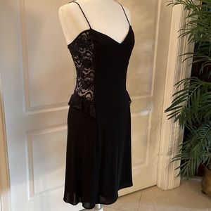 Black Cocktail Dress, Lace Insert + Sequins, Designer: Laundry by Shelli Segal